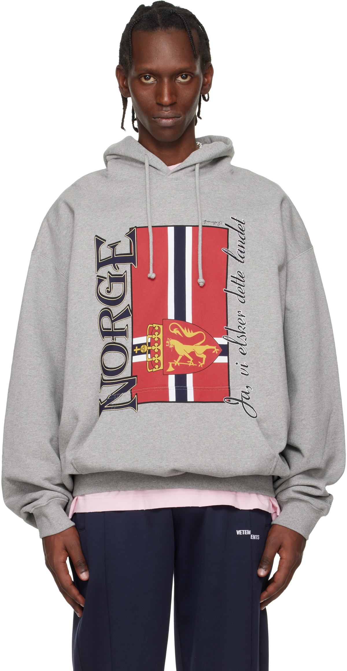 VETEMENTS Gray 'Norway' Tourist Hoodie