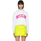 MSGM White Cropped College Logo Hoodie