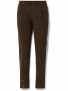 Boglioli - Slim-Fit Pleated Garment-Dyed Cotton-Blend Corduroy Suit Trousers - Brown