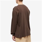 Auralee Men's Long Sleeve Cotton Mesh T-Shirt in Dark Brown