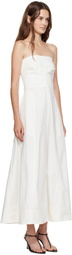 St. Agni Off-White Sculpted Cotton Strapless Midi Dress