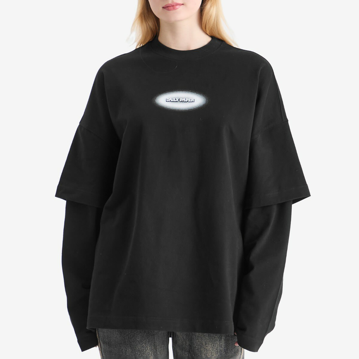Daily Paper Women's Layered T-Shirt in Black