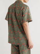 De Bonne Facture - Convertible-Collar Floral-Print Cotton-Voile Shirt - Green