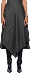 REMAIN Birger Christensen Gray Striped Draped Midi Skirt