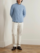 Polo Ralph Lauren - Cable-Knit Cotton, Cashmere and Linen-Blend Sweater - Blue