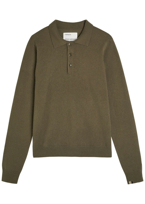 Photo: Extreme Cashmere N°223 Be For Cashmere-blend Polo Jumper - Dark Green - One Size