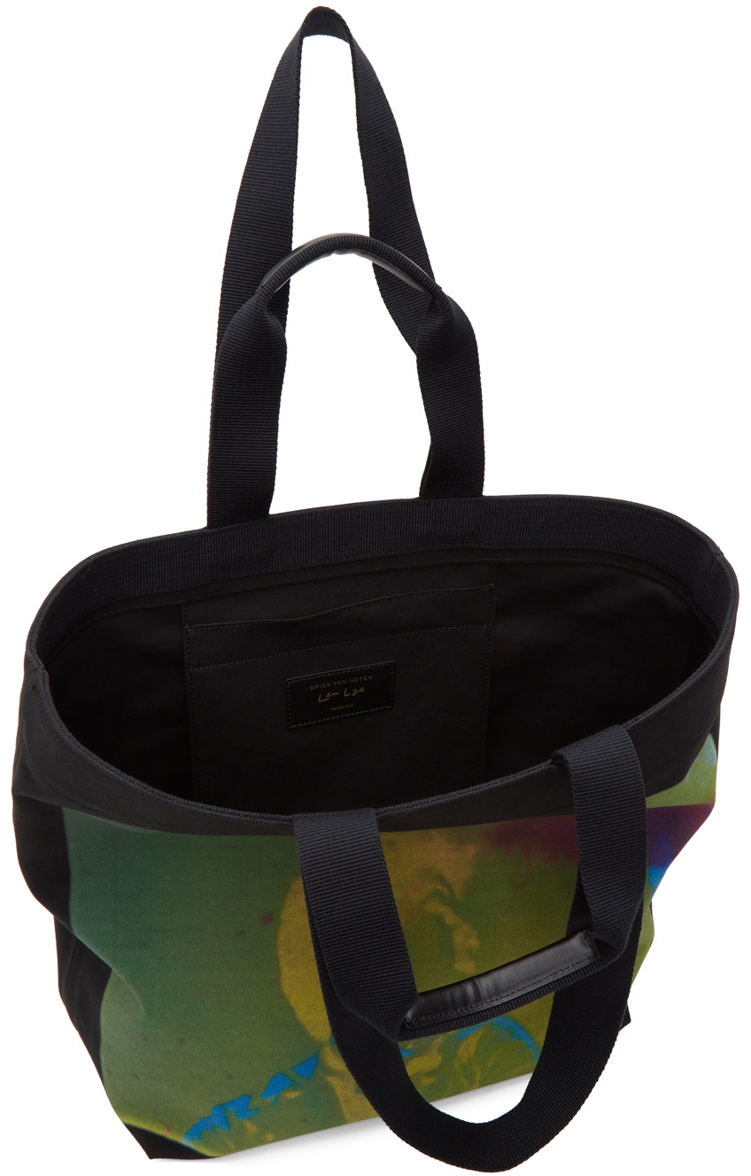 Dries Van Noten Black & Green Len Lye Edition Print Tote Dries Van