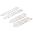 Lorenzi Milano - Set of Two Pairs of Mother-of-Pearl Collar Stays - White