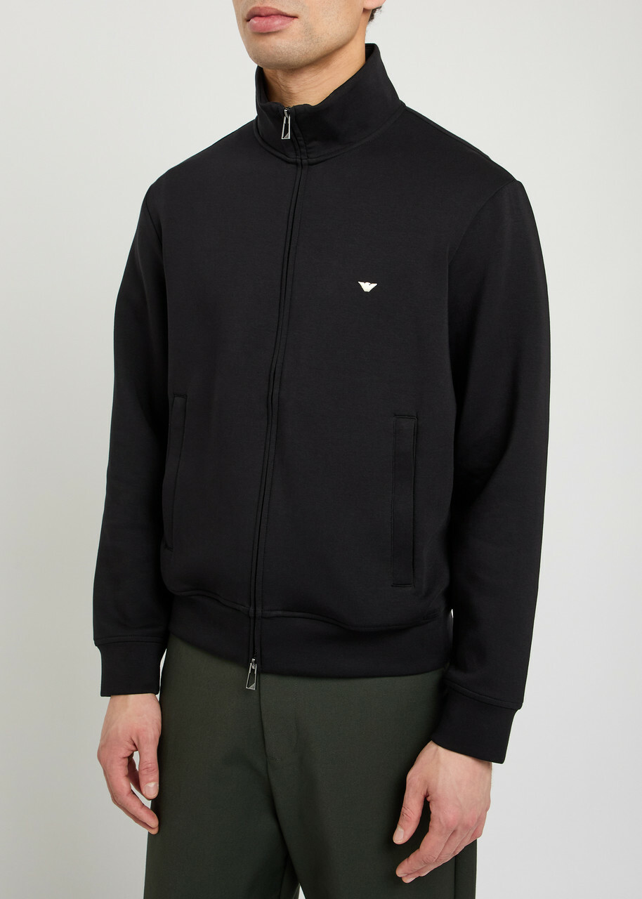 Emporio Armani Logo-embroidered Jersey Sweatshirt Black