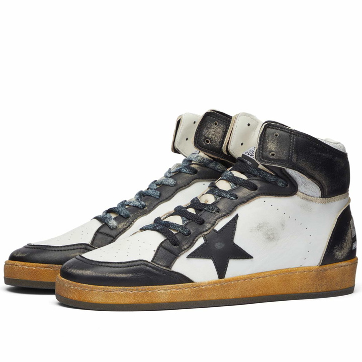 Photo: Golden Goose Men's Sky Star Leather Sneakers in White/Black/Ice