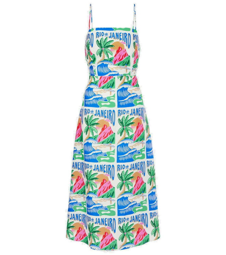 Photo: Farm Rio Carioca Posters linen-blend midi dress