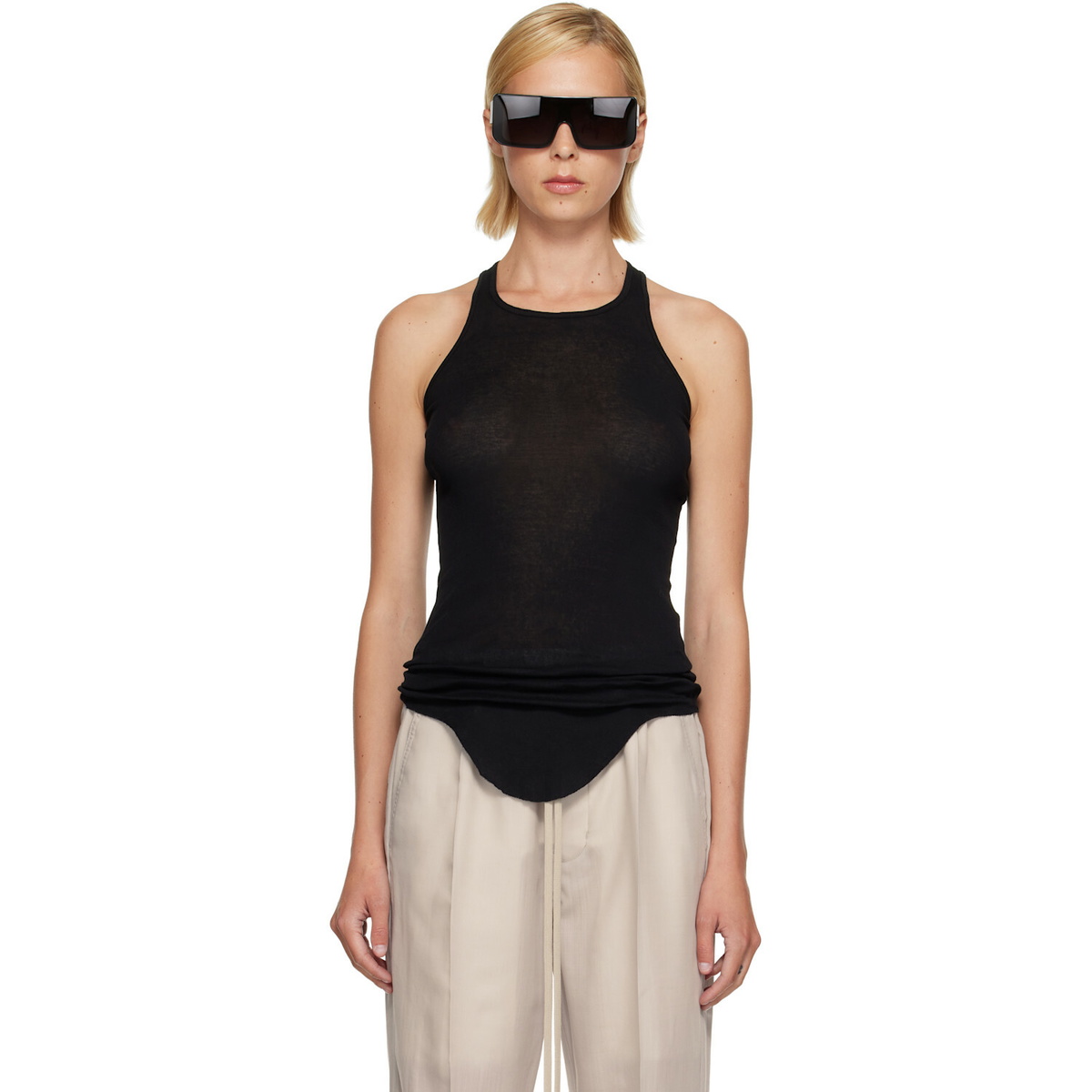 Rick Owens Black Tower Basic Rib Tank Top
