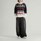Navinder Nangla Fassion Weak Mohair Jumper in Black/White/Red