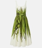Oscar de la Renta Printed cotton-blend poplin midi dress