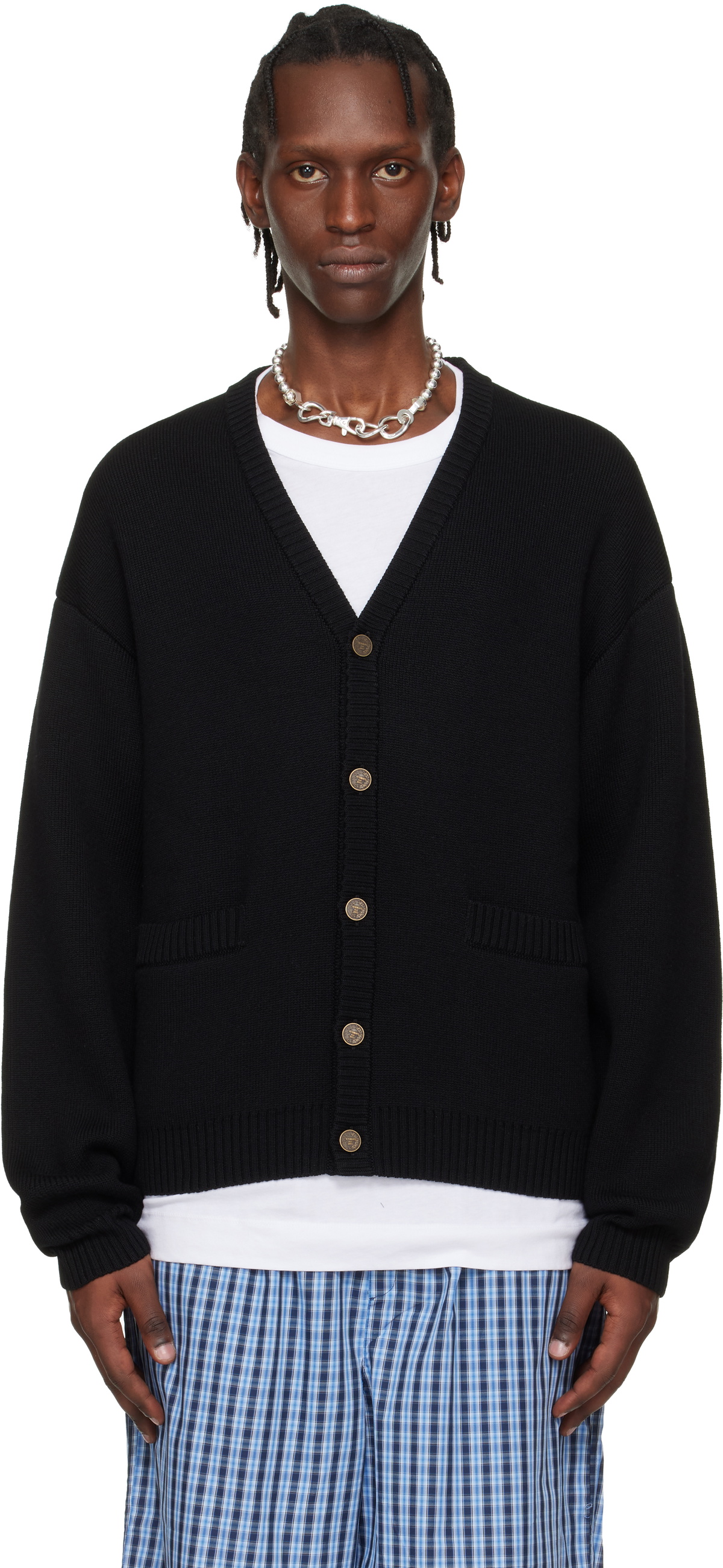 VETEMENTS Black Leather Crosses Cardigan