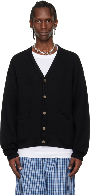 Photo: VETEMENTS Black Leather Crosses Cardigan