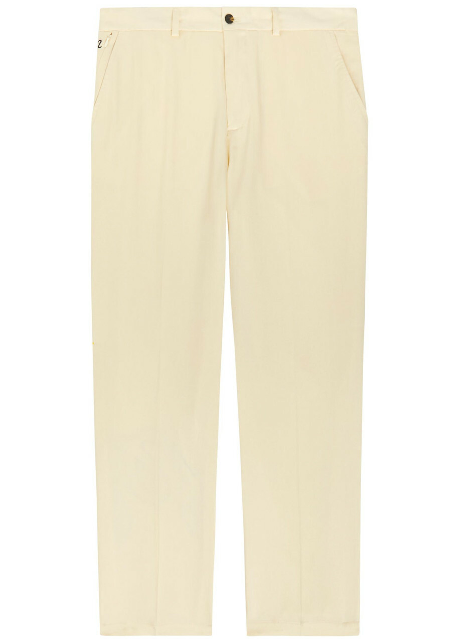 Malbon La Perla Straight-leg Tencel-twill Trousers Cream