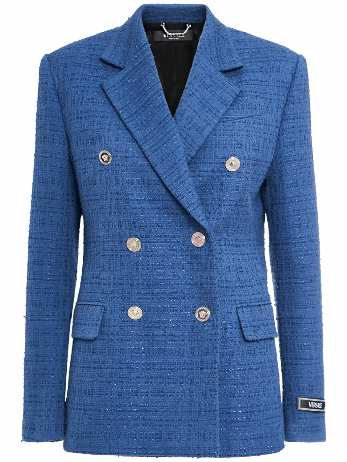 VERSACE - Cotton Blend Tweed Double Breast Blazer Versace