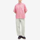 Acne Studios Men's Sarlie Face Short Sleeve Flannel Check Shirt in Tango Pink