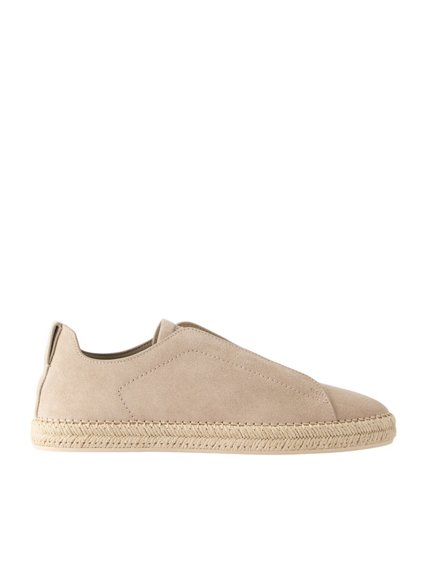 Photo: Zegna - Triple Stitch™ Leather-Trimmed Suede Slip-On Sneakers - Neutrals