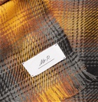 Mr P. - Fringed Checked Wool and Cashmere-Blend Scarf - Yellow