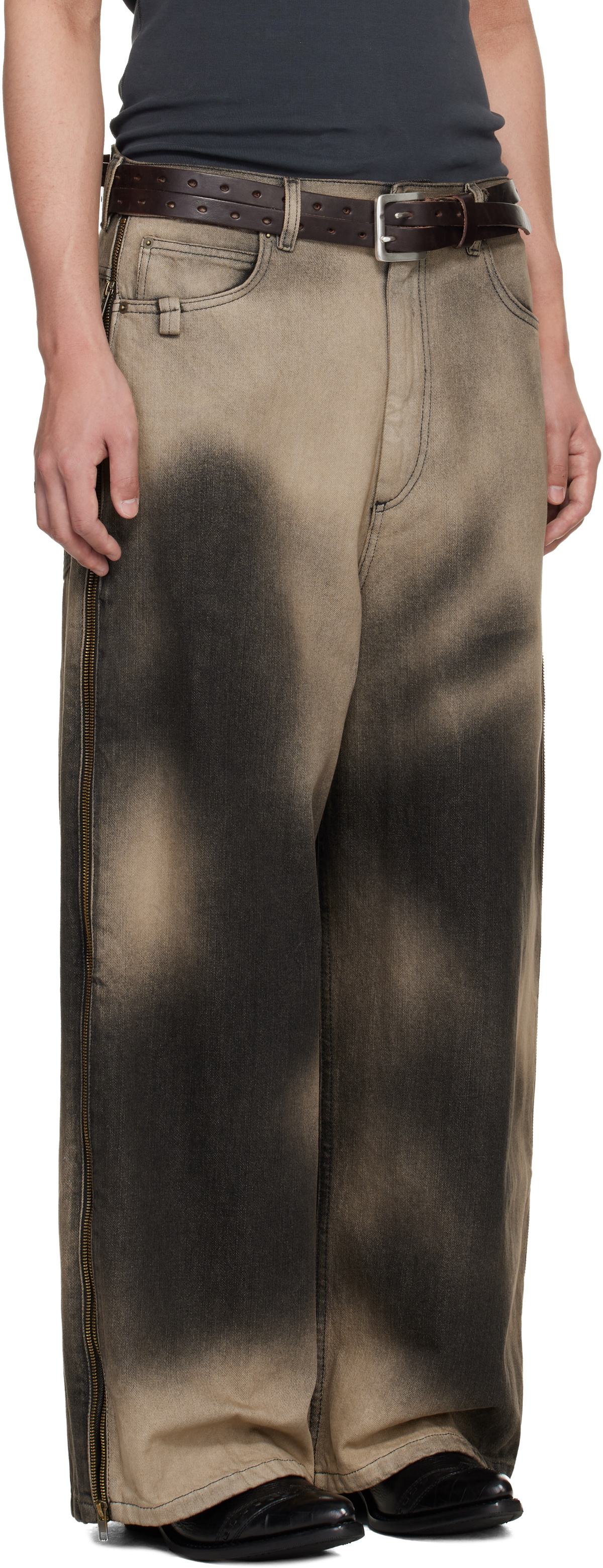 LU'U DAN Gray Side Zip Jeans