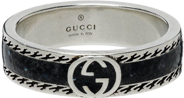 Photo: Gucci Silver & Black Interlocking G Ring