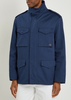 Valentino Garavani Funnel-neck Twill Coat Navy