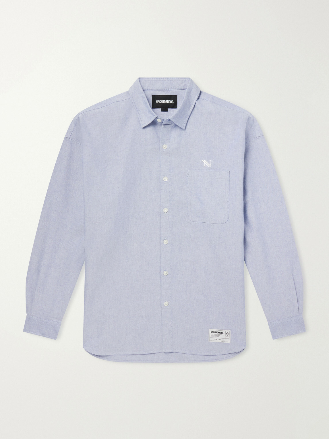 Neighborhood - Logo-Embroidered Cotton Oxford Shirt - Blue