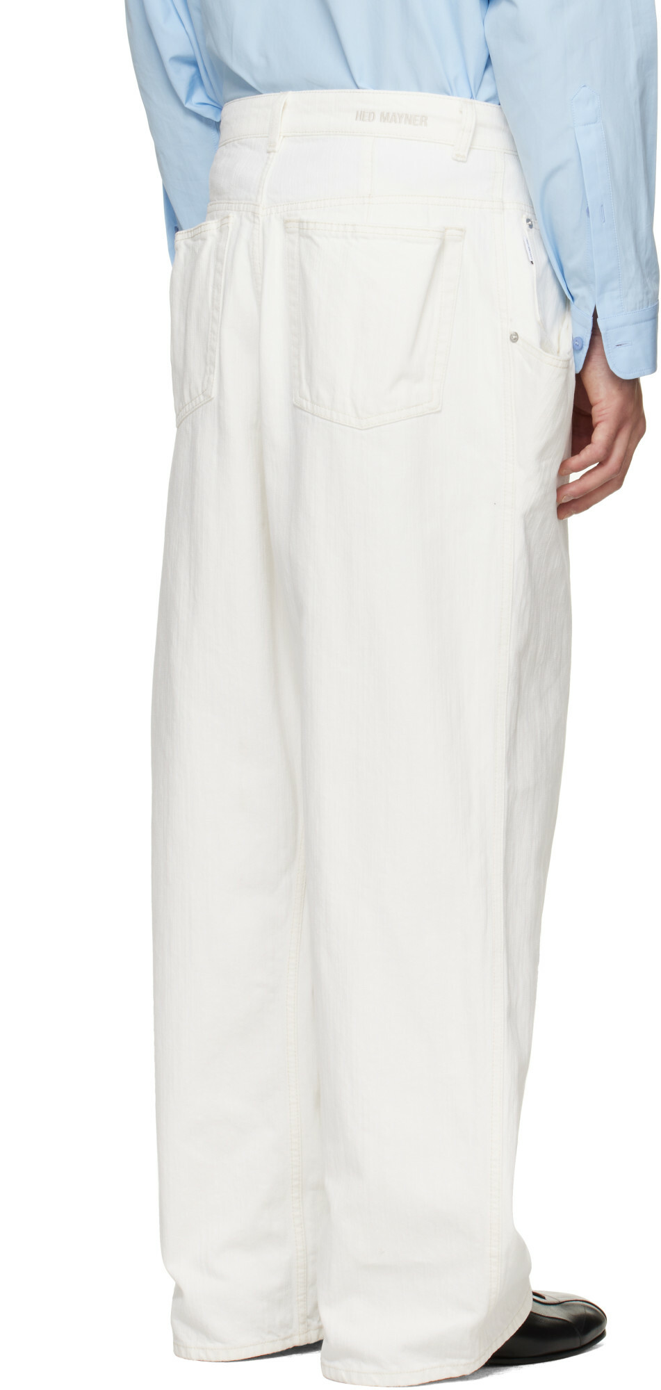 Hed Mayner White Textured Denim Jeans