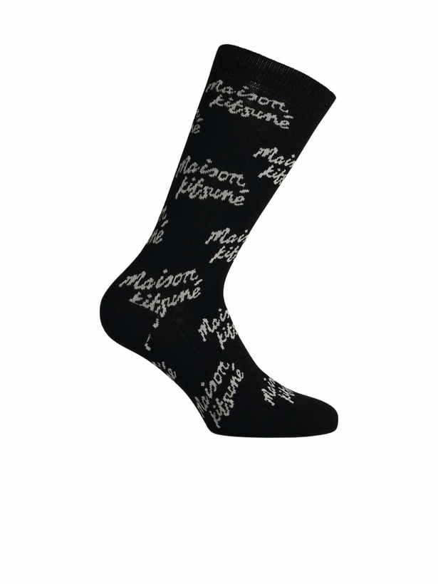 Photo: Maison Kitsuné Black Cotton Blend Socks