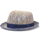 Paul Smith - Grosgrain-Trimmed Mélange Straw Trilby Hat - Blue