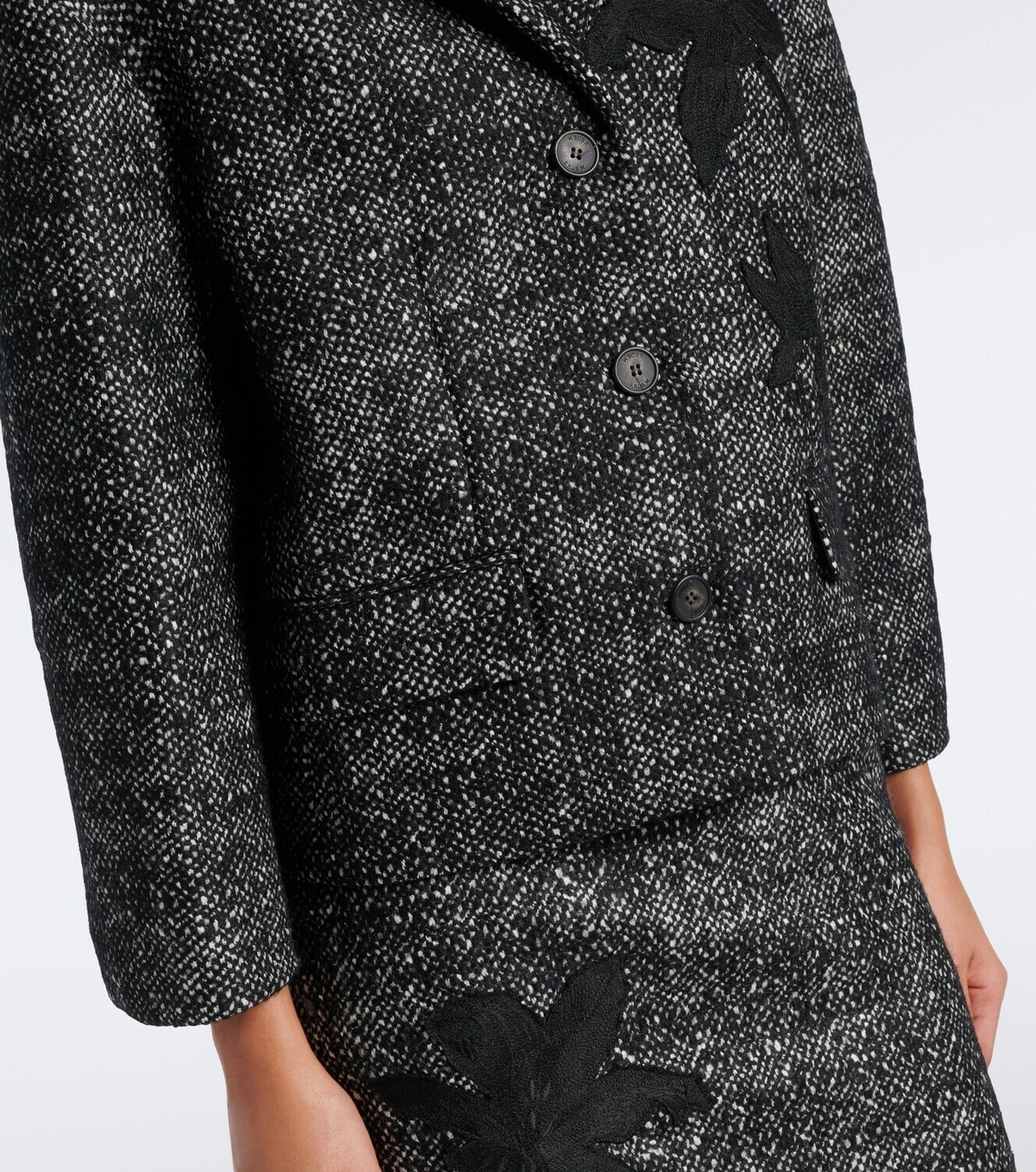 Erdem Cropped embroidered wool-blend jacket