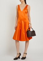 JW Anderson Flared Satin Midi Dress Orange