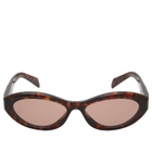 Prada Eyewear Women's 26ZS Sunglasses in Root Tortoise/Light Brown 