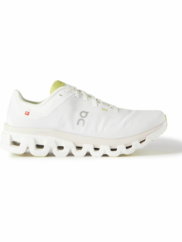 Photo: ON - Cloudflyer 4 Rubber-Trimmed Stretch-Knit Running Sneakers - White