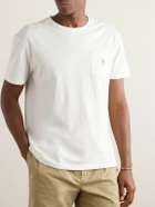 Polo Ralph Lauren - Logo-Embroidered Cotton and Linen-Blend Jersey T-Shirt - White