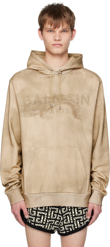 Photo: Balmain Beige Relaxed Hoodie