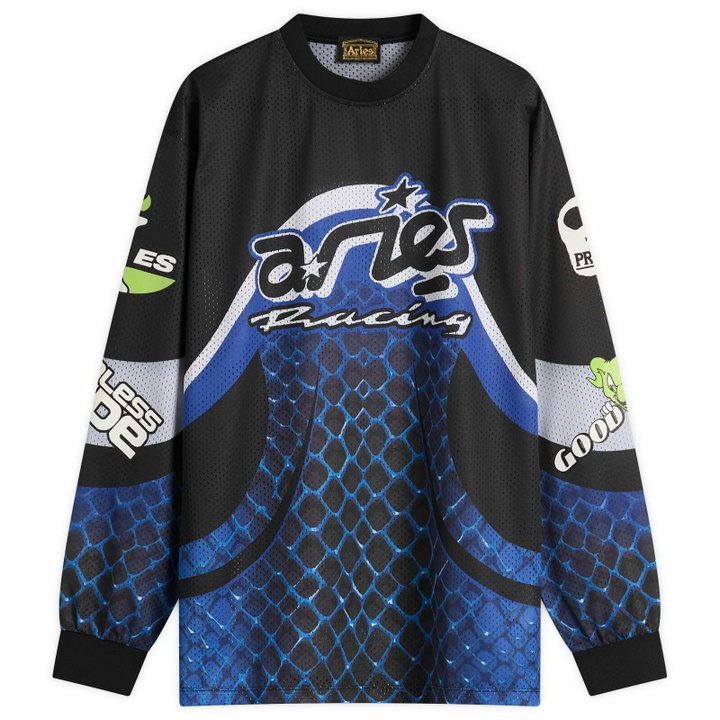 Photo: END. x Aries Moto Dodgem Airtex Long Sleeve Top in Black/Blue