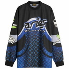 END. x Aries Moto Dodgem Airtex Long Sleeve Top in Black/Blue