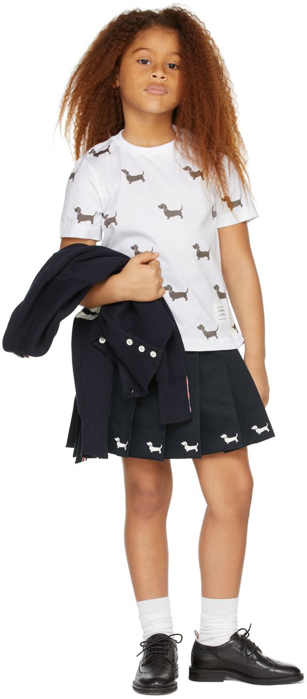 Thom Browne Kids White Hector Print T-Shirt