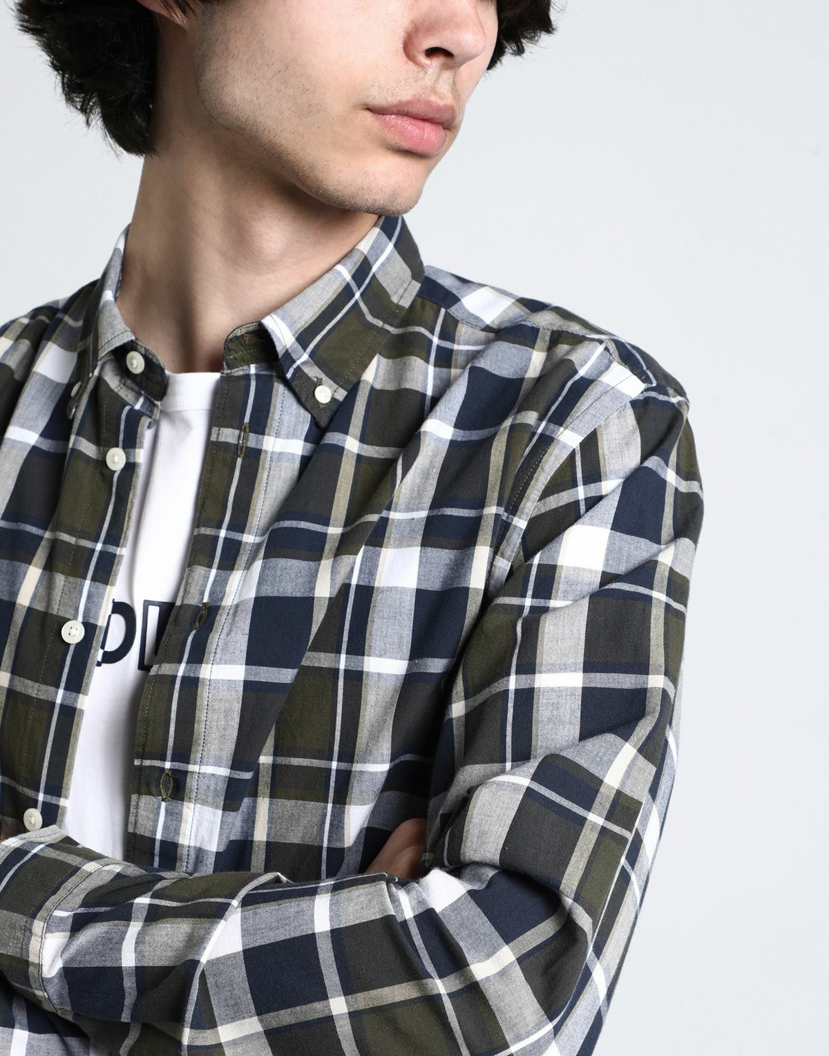 Woolrich Poplin Madras Shirt Mens Shirt Dark in Green
