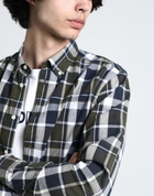 Woolrich Poplin Madras Shirt Mens Shirt Dark in Green