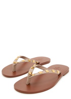 Valentino Garavani Rockstud Thong Leather Sandals Beige