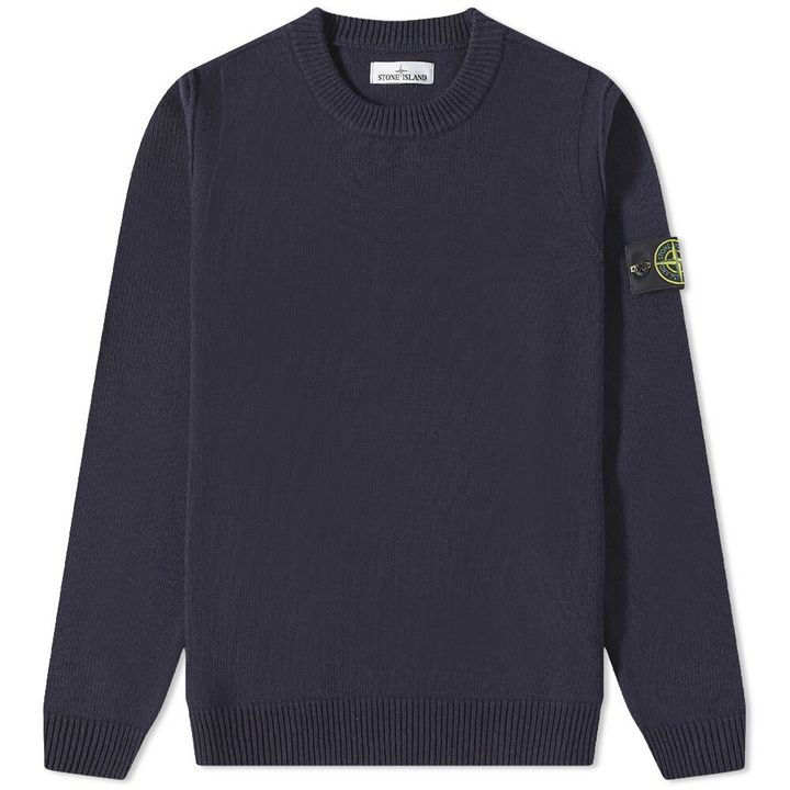 Photo: Stone Island Men's Lambswool Crew Neck Knit in Navy