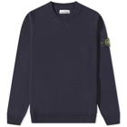 Stone Island Men's Lambswool Crew Neck Knit in Navy