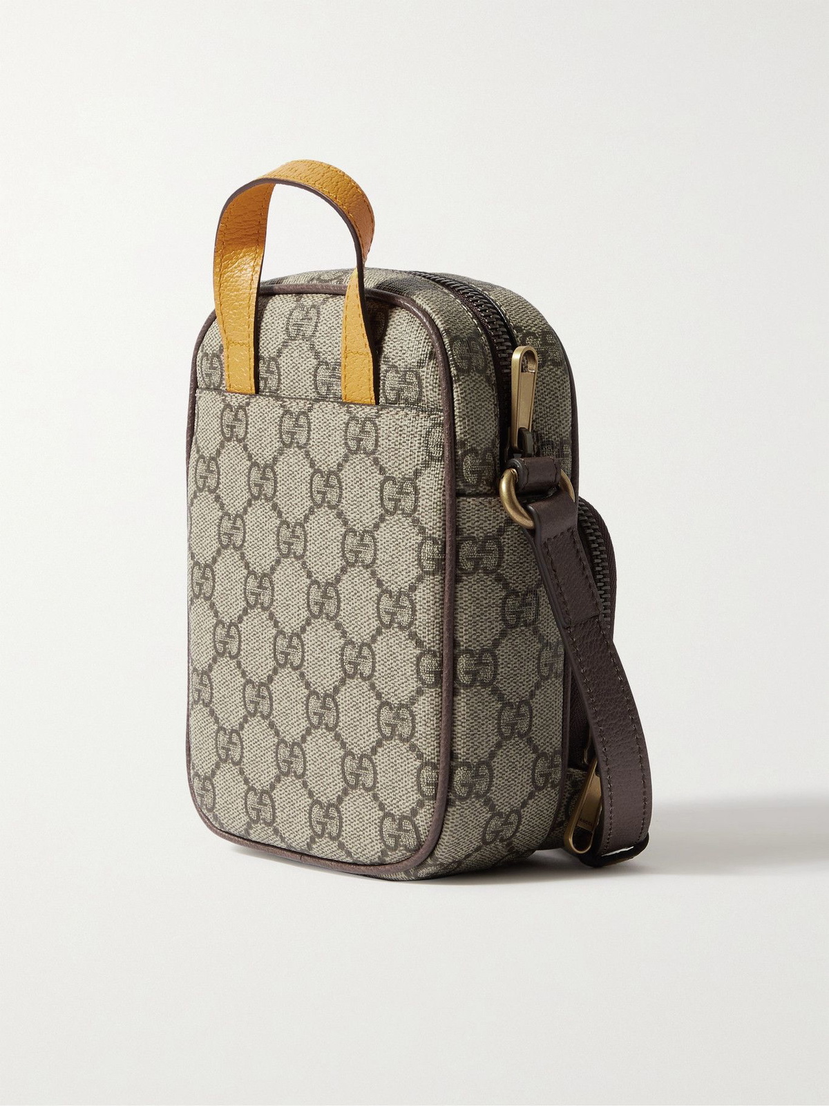 GUCCI LeatherTrimmed Monogrammed CoatedCanvas Messenger Bag Gucci