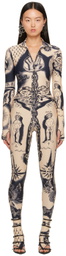 Jean Paul Gaultier Beige Graphic Jumpsuit