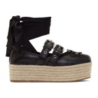 Miu Miu Black Double Bands Platform Ballerina Espadrilles