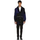 Alexander McQueen Navy and Black Punk Patchwork Knitted Cardigan